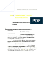 Unit: Fundamentals of Chemistry: Exercise Questions