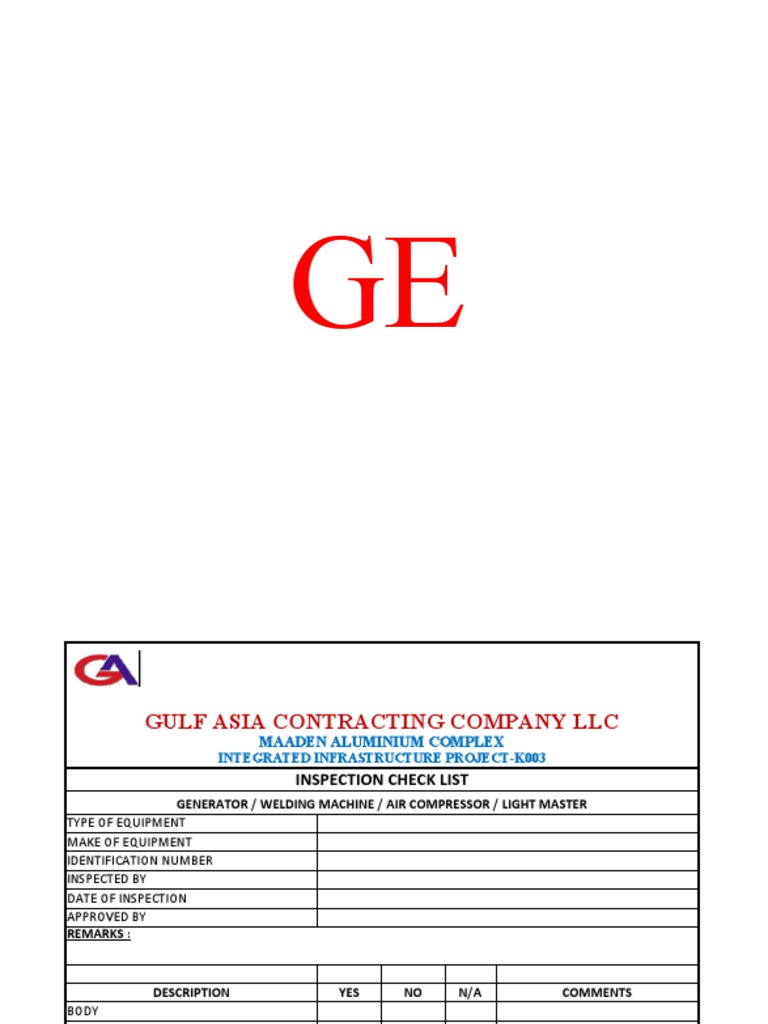 Daily Light Inspection Checklist | PDF | Electrical Connector | Equipment