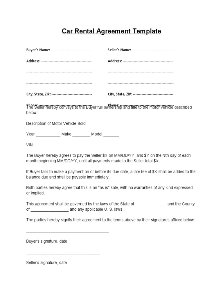 Car Rental Agreement 22  PDF Inside car hire agreement template