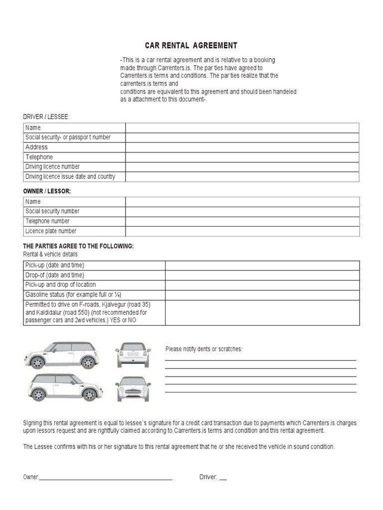 car rental agreement 13 | pdf
