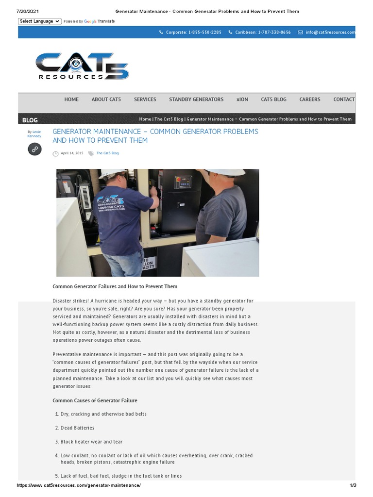 Generator Maintenance Common Generator Problems and How To Prevent Them PDF