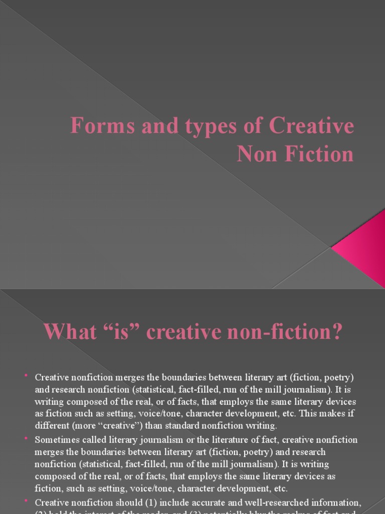 Types and Forms of Creative Nonfiction | PDF | Creative Nonfiction | Essays