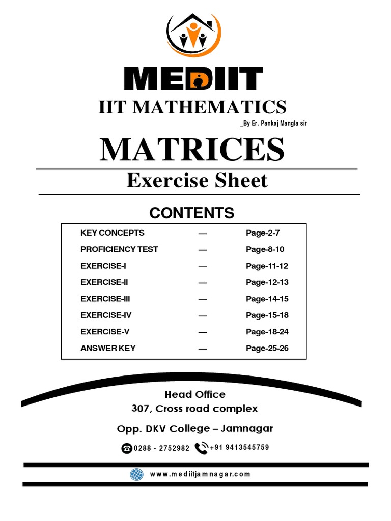 IIT Mathematics: Matrices Overview | PDF | Matrix (Mathematics ...