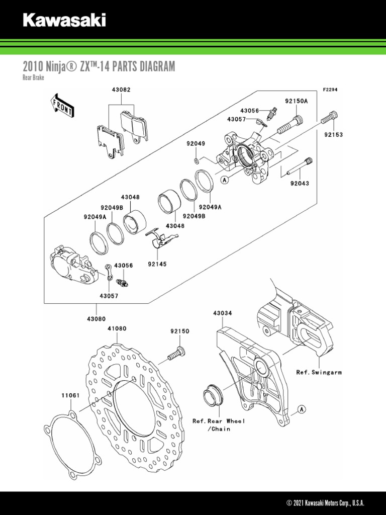 2010 Ninja® ZX™14 PARTS DIAGRAM Rear Brake PDF