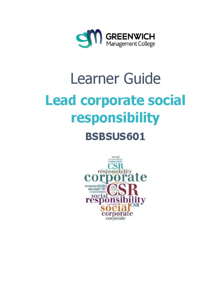 BSBSUS601 - Learner Guide (Student) | PDF | Corporate Social ...