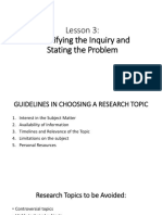Lesson 3: Identifying The Inquiry and Stating The Problem