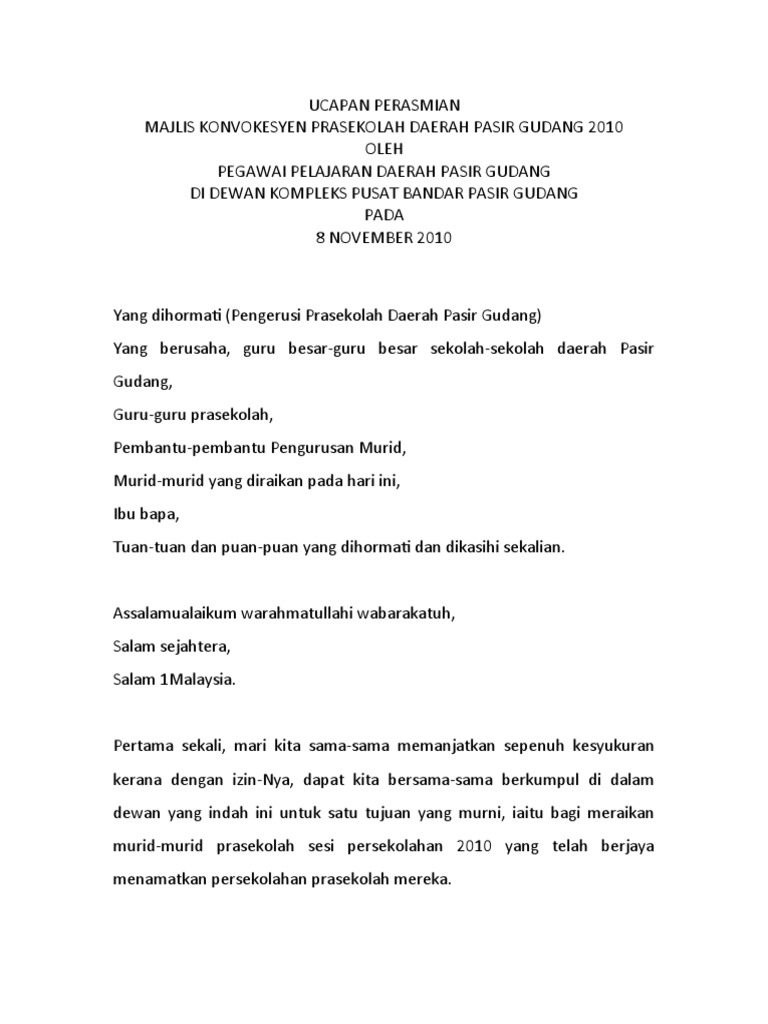 Ucapan Perasmian Pdf