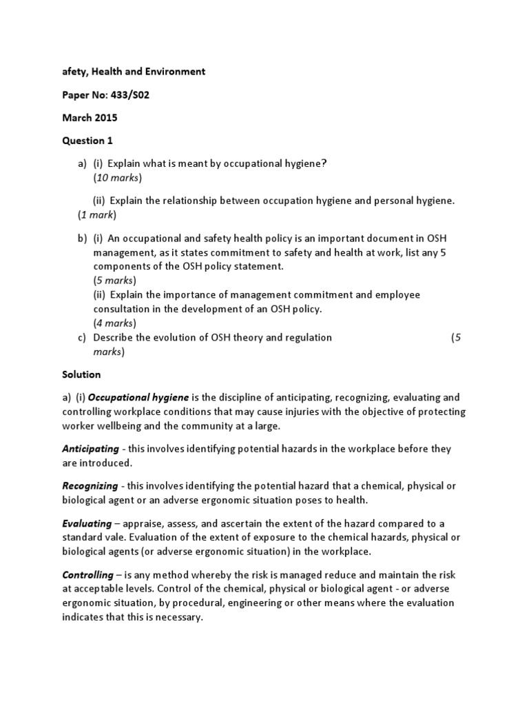 Industrial Hygiene PDF Hearing Occupational Hygiene