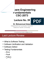 CSC2073 - Lecture 39 (SW Testing - Levels of Software Testing)
