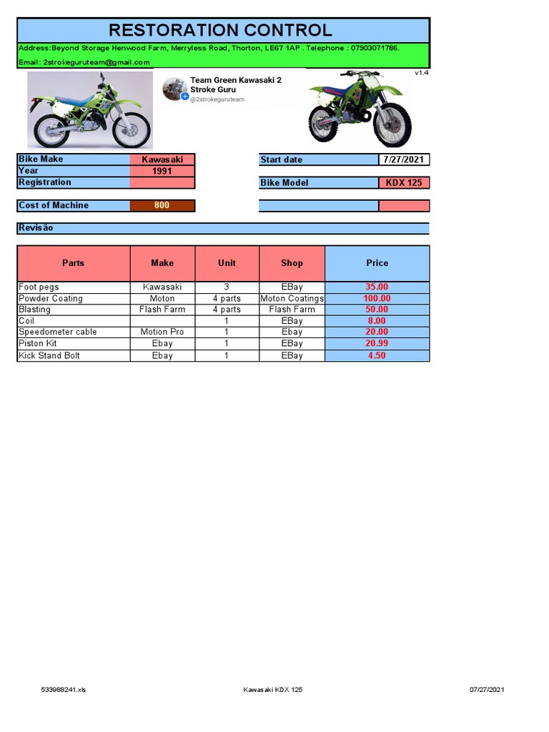 Motorcycle Restoration Costs | PDF | Motorcycle | Vehicles