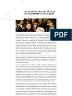 Discurso de Apertura Del Primer Congreso Argentino de Cultura - RGC Ediciones