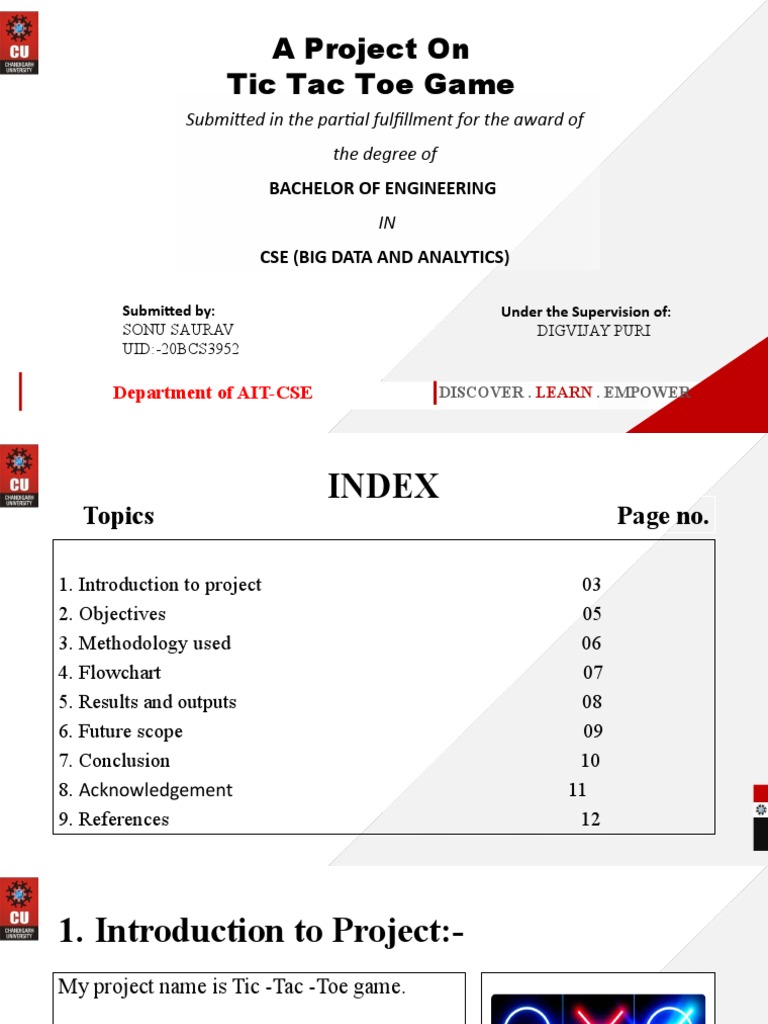 Project On Tic Tac Toe | PDF | Computing | Computing And Information ...