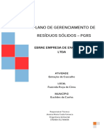 Plano de Gerenciamento de Resíduos Sólidos (PGRS) Cascalho Euclides