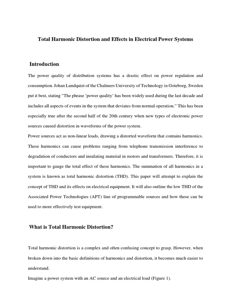 Total Harmonic Distortion in Power Systems | PDF | Electrical ...