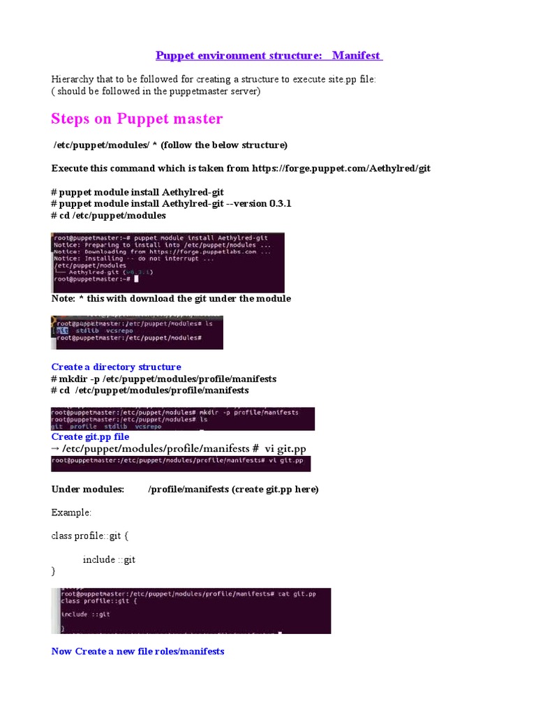 Steps On Puppet Master Puppet Environment Structure Manifest PDF