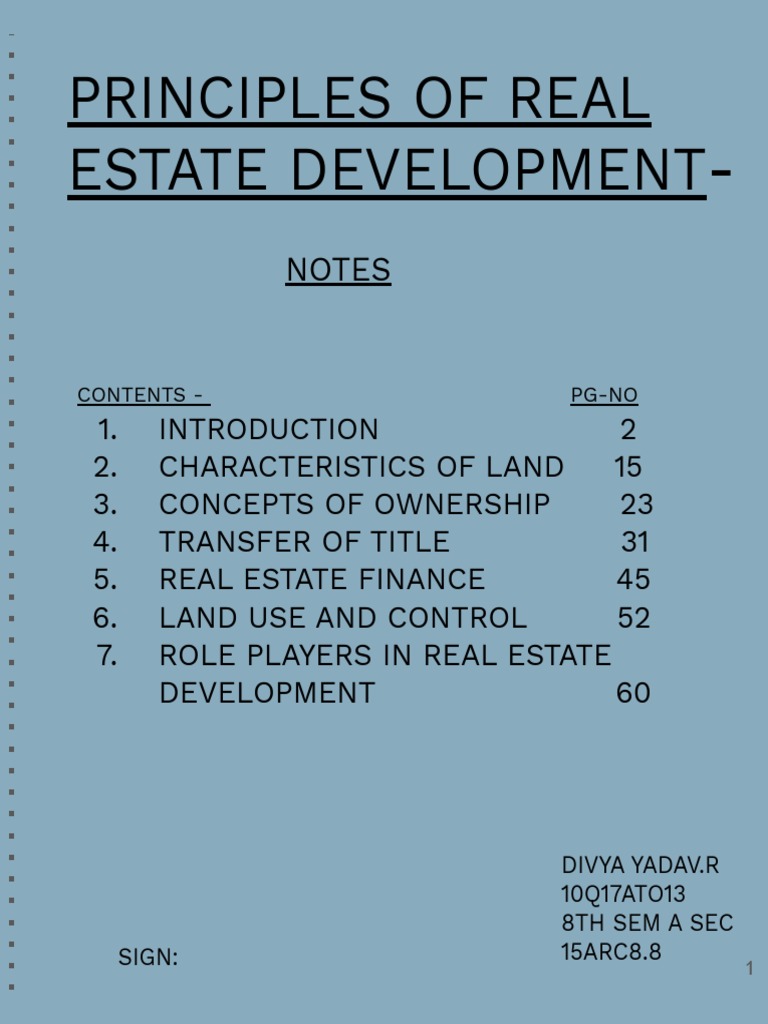 Principles of Real Estate Development | PDF | Deed | Mortgage Loan