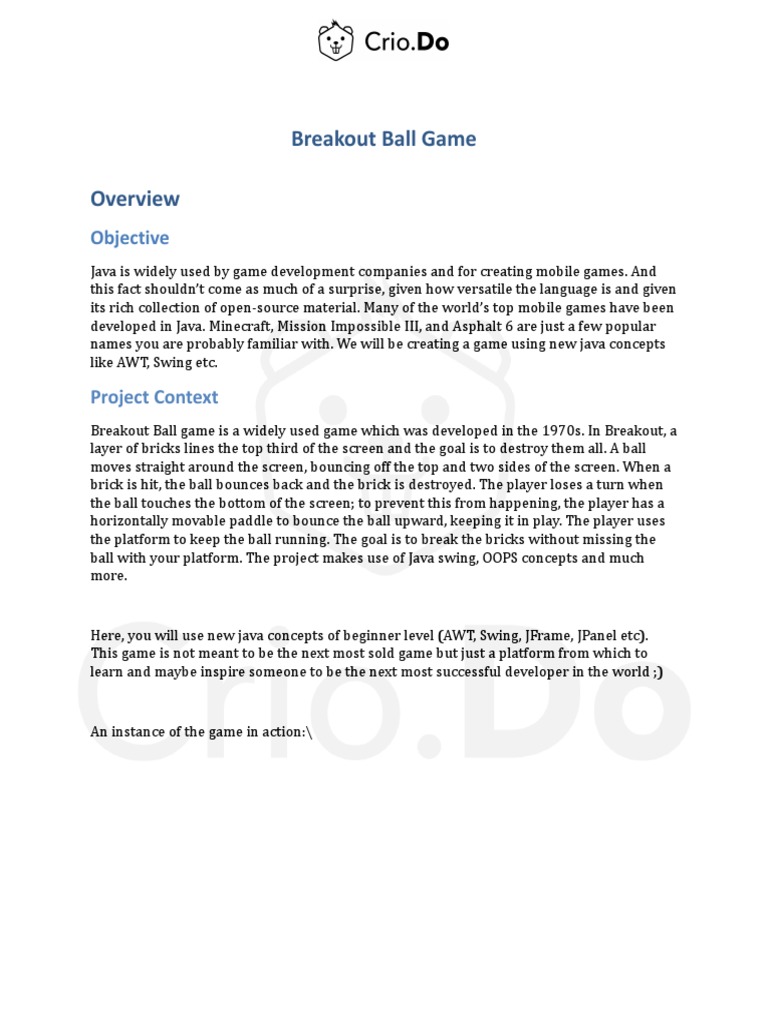 Java Breakout Ball Game Guide | PDF | Integrated Development ...