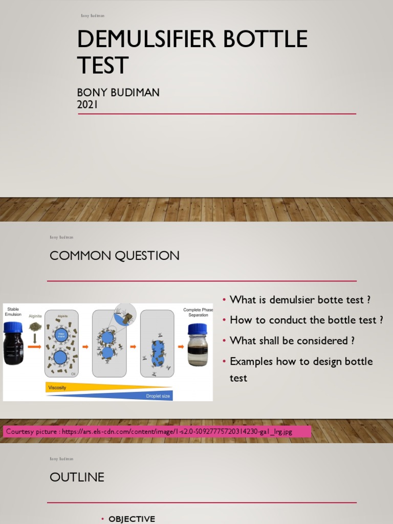 Demulsifier Bottle Test Procedure | PDF | Emulsion | Petroleum