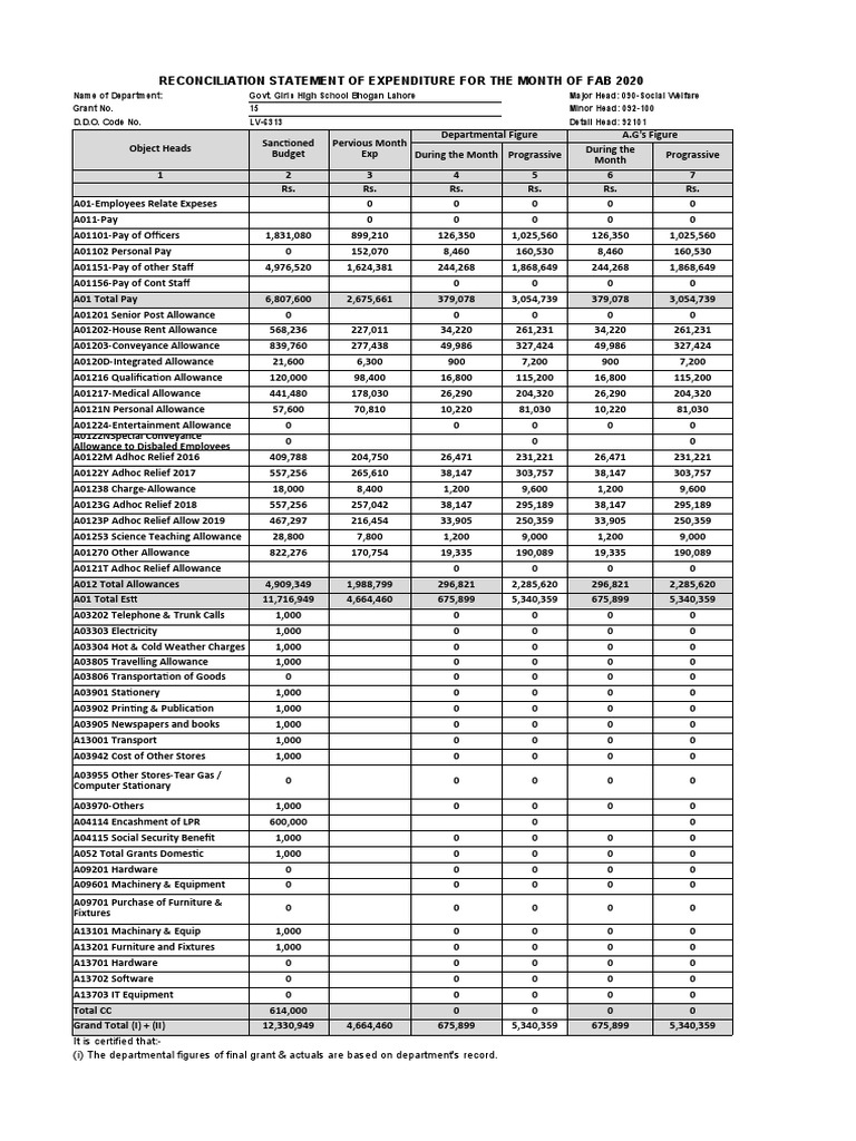 Reconciliation Bhogan Feb 2020 Descargar gratis PDF Expense