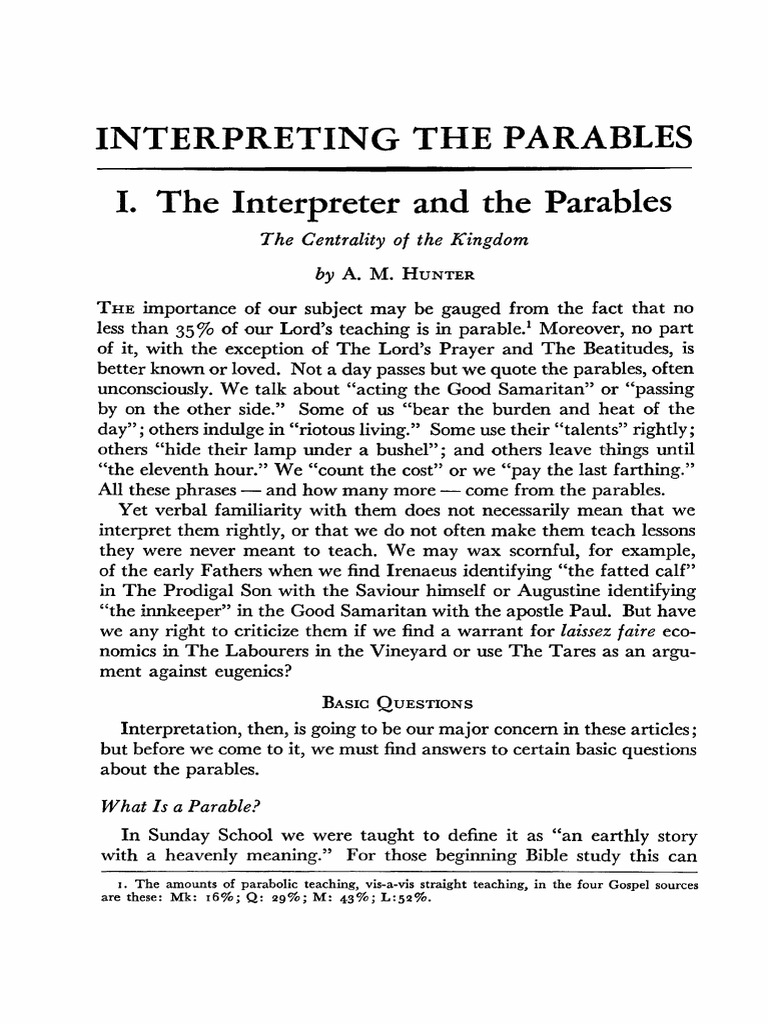 Interpreting The Parables | PDF | Parables Of Jesus | Parable