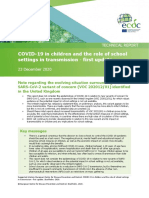 COVID 19 in Children and The Role of School Settings in Transmission First Update 0