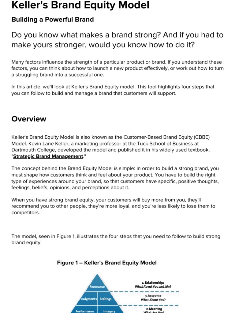 Keller's Brand Equity Model | PDF | Brand | Market (Economics)