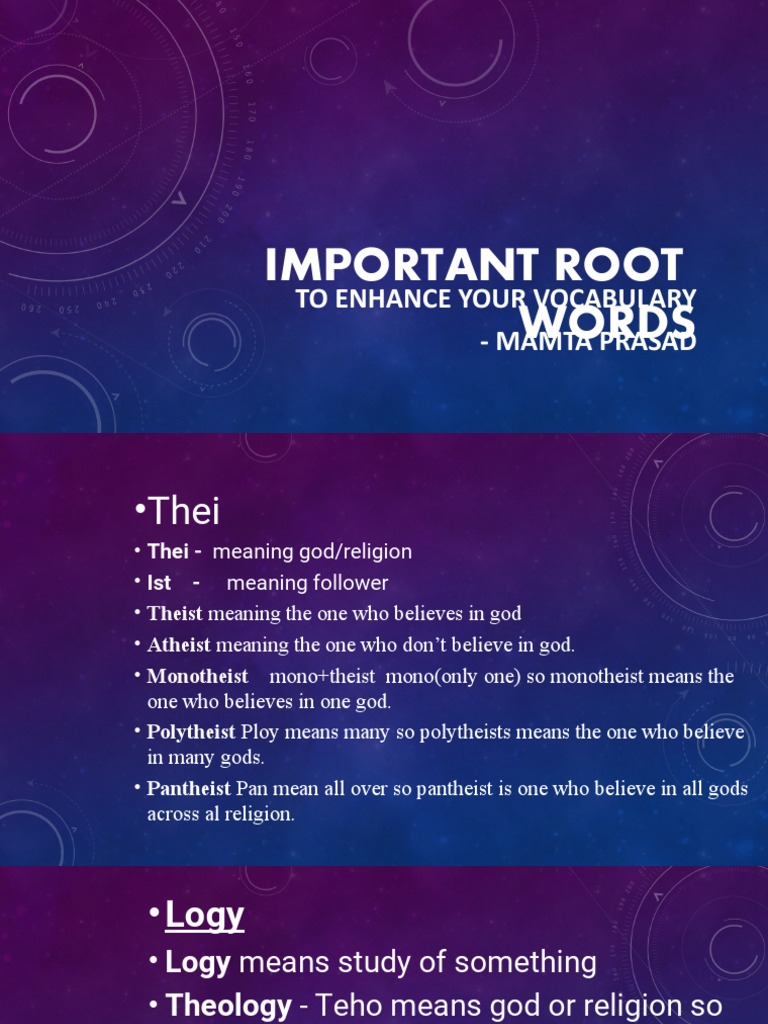 Important Root Words - 16 | PDF | God | Forms Of Government