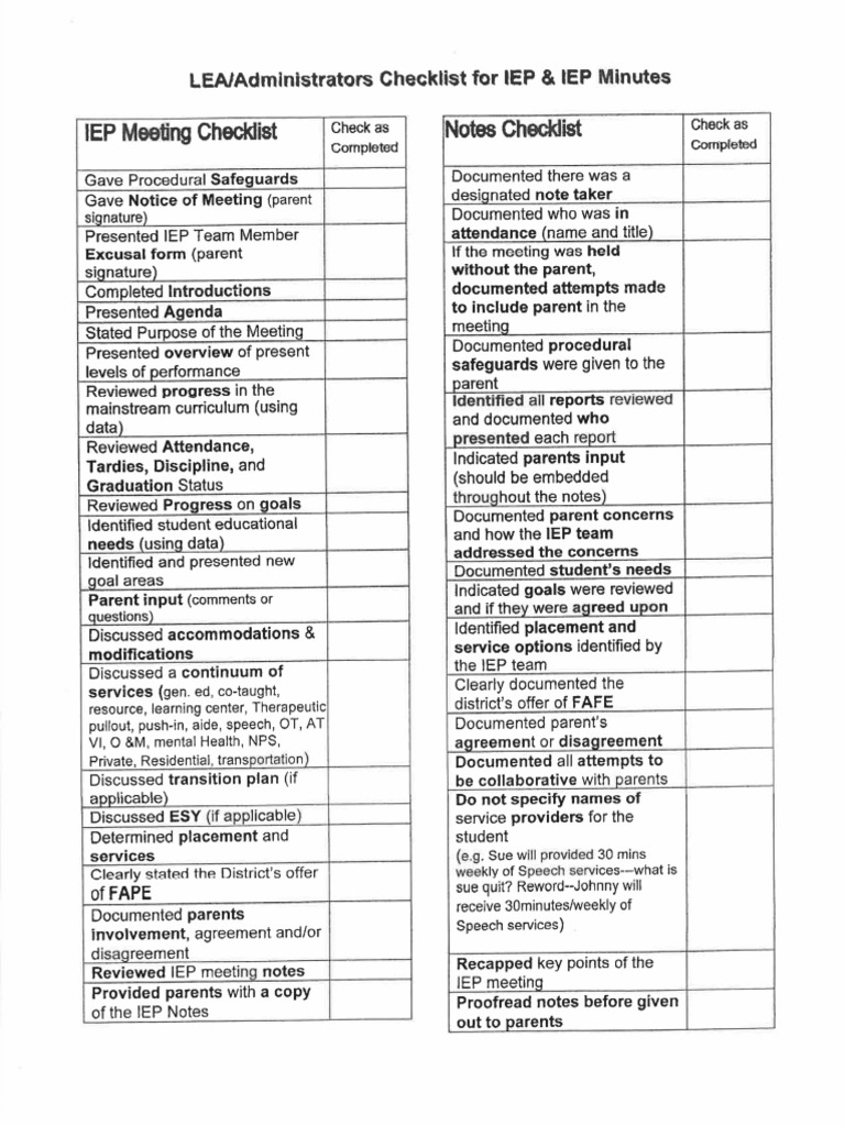 LEA IEP Checklist | PDF