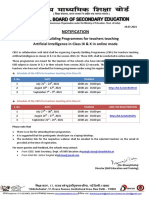 Notification: Capacity Building Programmes For Teachers Teaching Artificial Intelligence in Class IX & X in Online Mode