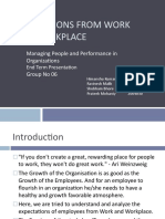 Expectations From Work and Workplace: Managing People and Performance in Organizations Group No 06