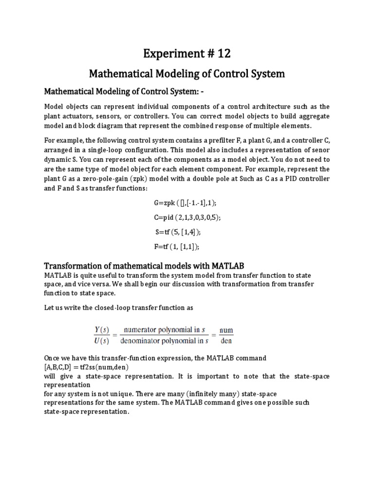 Experiment No 12 2018 Batch | PDF | Control Theory | Teaching Mathematics