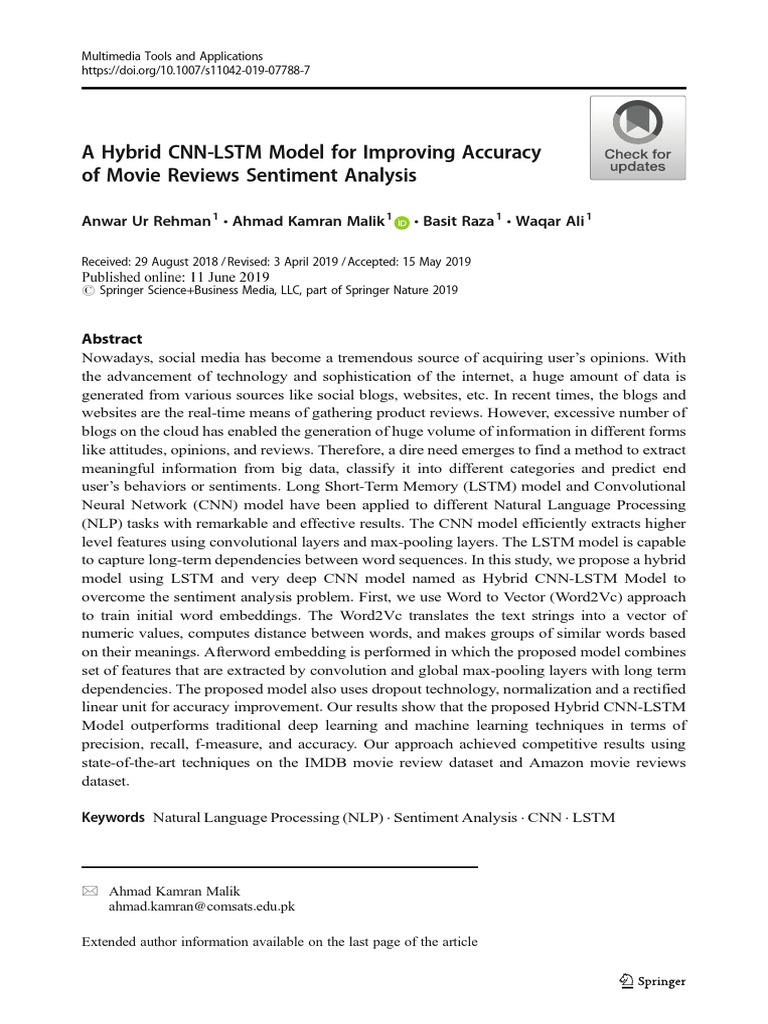 Hybrid CNN-LSTM for Sentiment Analysis | PDF | Deep Learning ...