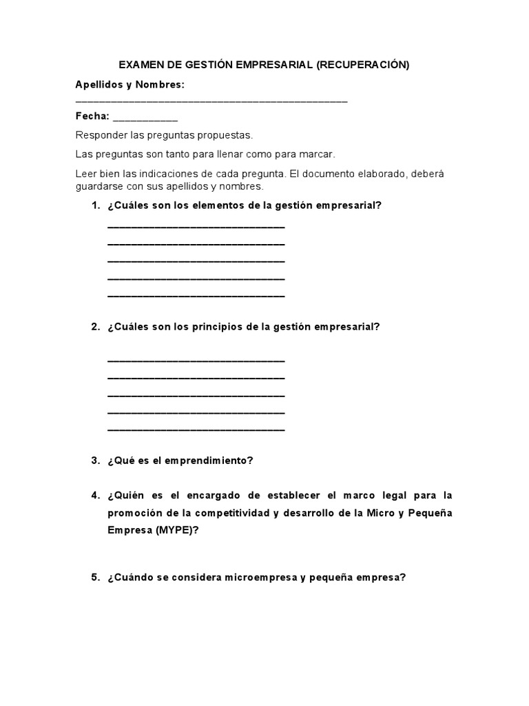 Examen de Gestión Empresarial 2023 | PDF