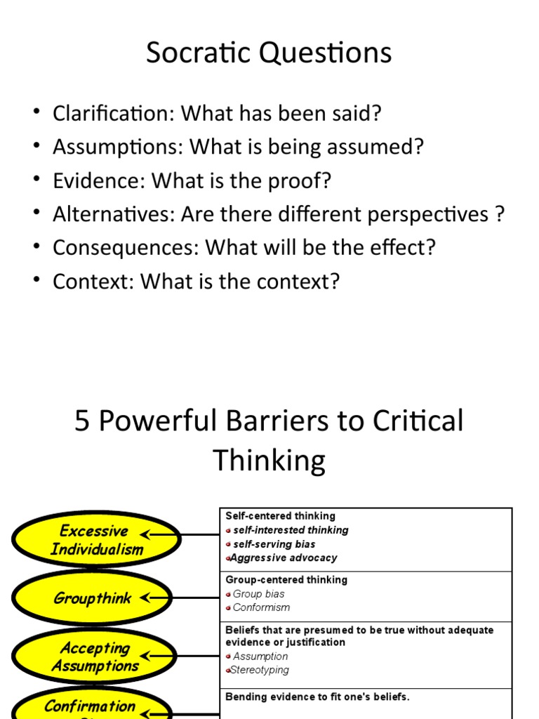 barriers to critical thinking and problem solving pdf