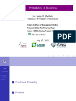 Probability in Business: Dr. Sujay K Mukhoti Associate Professor of Statistics