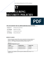 Configuring Security Policies: This Lab Contains The Following Exercises and Activities