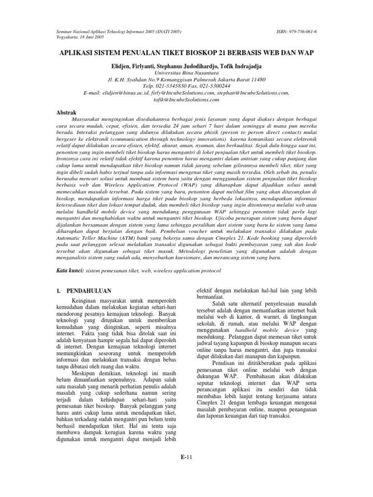 Sistem Penjualan Tiket Bioskop 21 Online | PDF | Komputer
