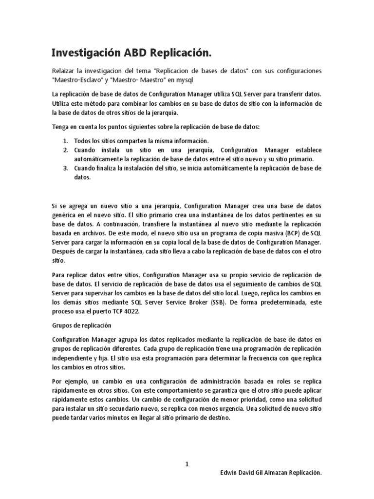 Replicación de Bases de Datos en MySQL | PDF | Mi sql | Servidor SQL de ...