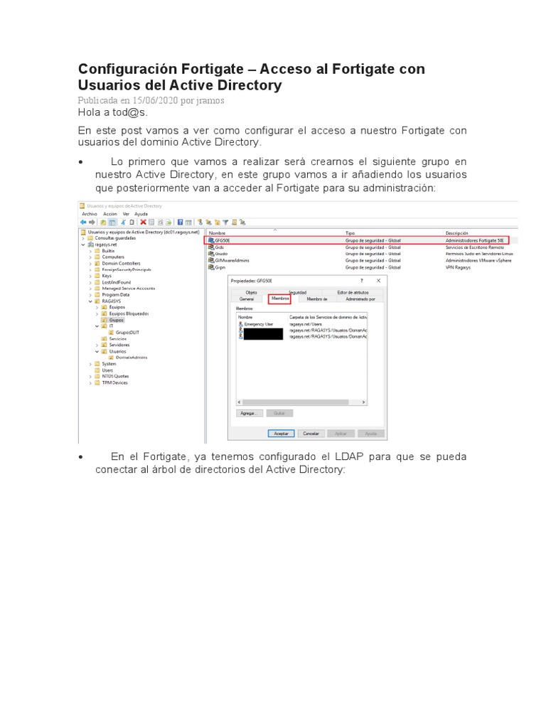 Configuración Fortigate con Active Directory | PDF
