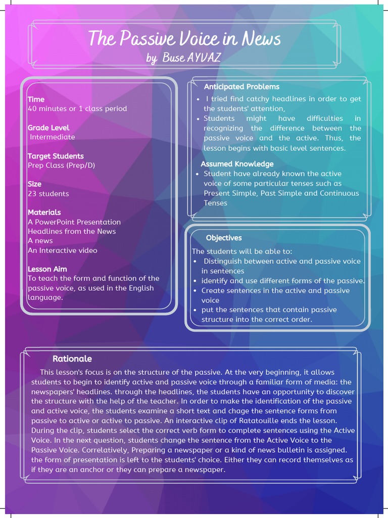 Teaching Passive Voice in News Headlines | PDF | Question | Verb