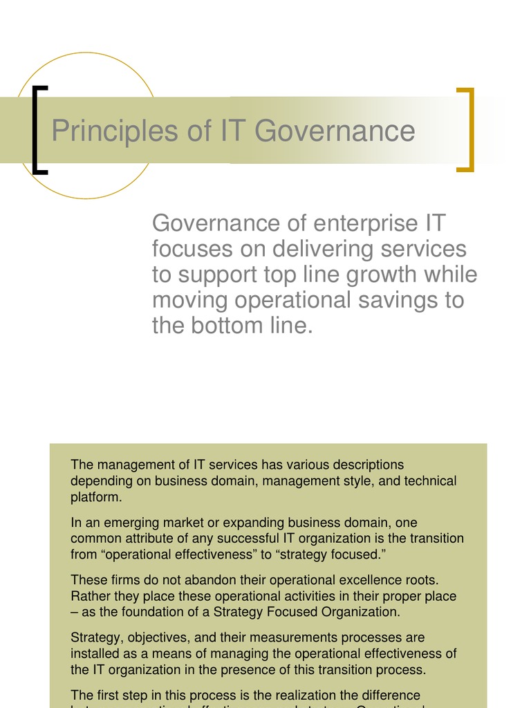 IT Governance Principles for Strategy Focused Organizations | PDF