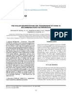 The Ocular Manifestations and Transmission of COVID-19 Recommendations For Prevention