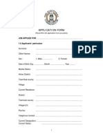 Application Form: JOB APPLIED FOR: 1.0 Applicants' Particulars