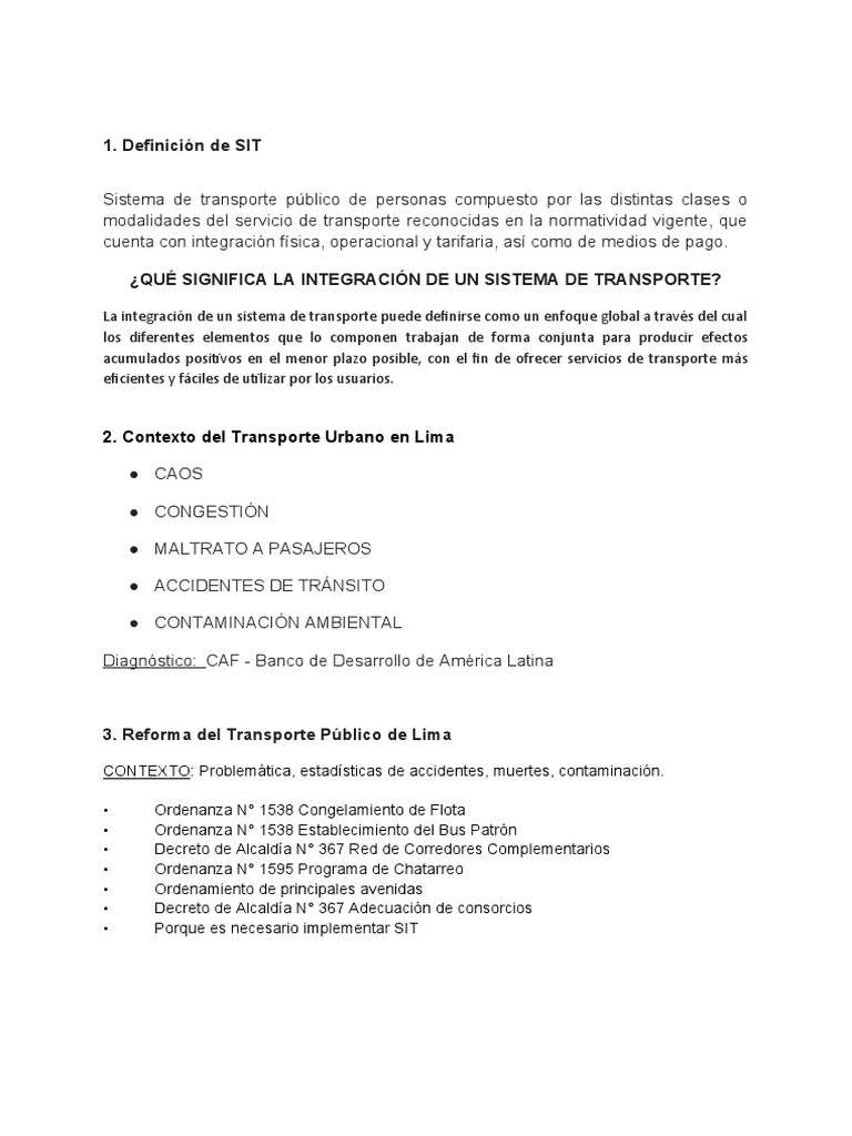 Sistema Integrado de Transporte Urbano | PDF | Lima | Transporte público