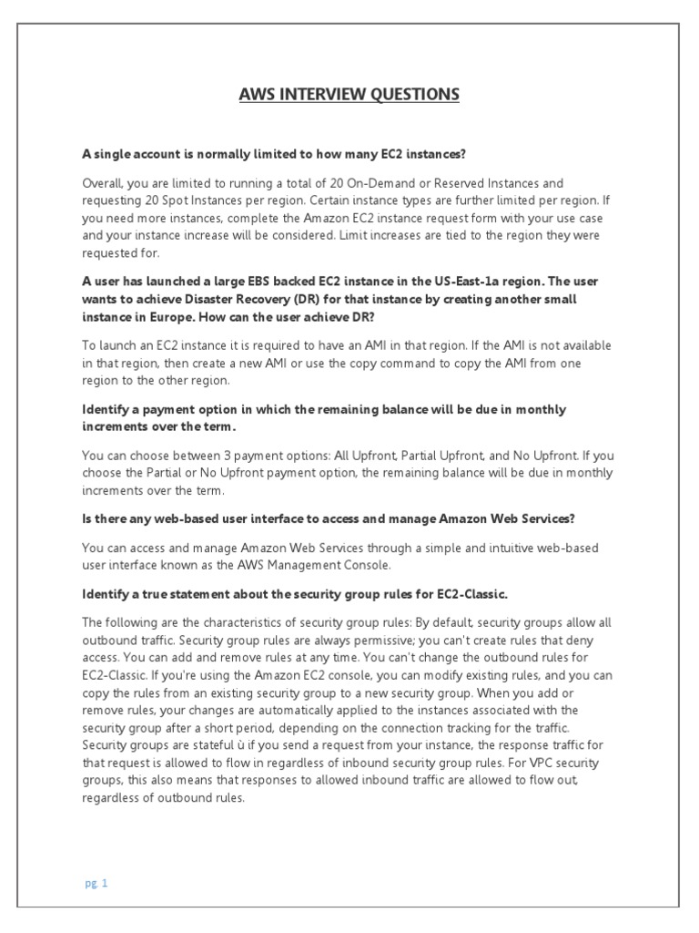 Aws Interview Questions | PDF | Ip Address | Virtual Private Network