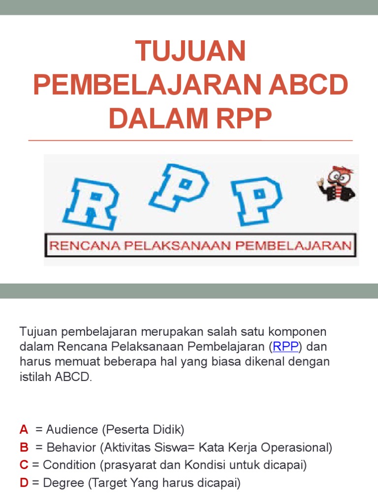 Tujuan Pembelajaran ABCD Dalam RPP | PDF