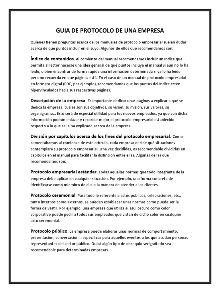 Guia de Protocolo de Una Empresa | PDF | Comunicación | Informática y