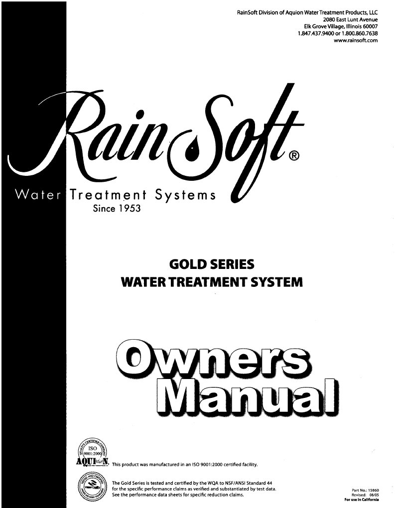 Rainsoft Gold Series Water Treatment