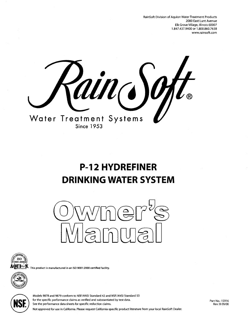 Rainsoft P12 manual