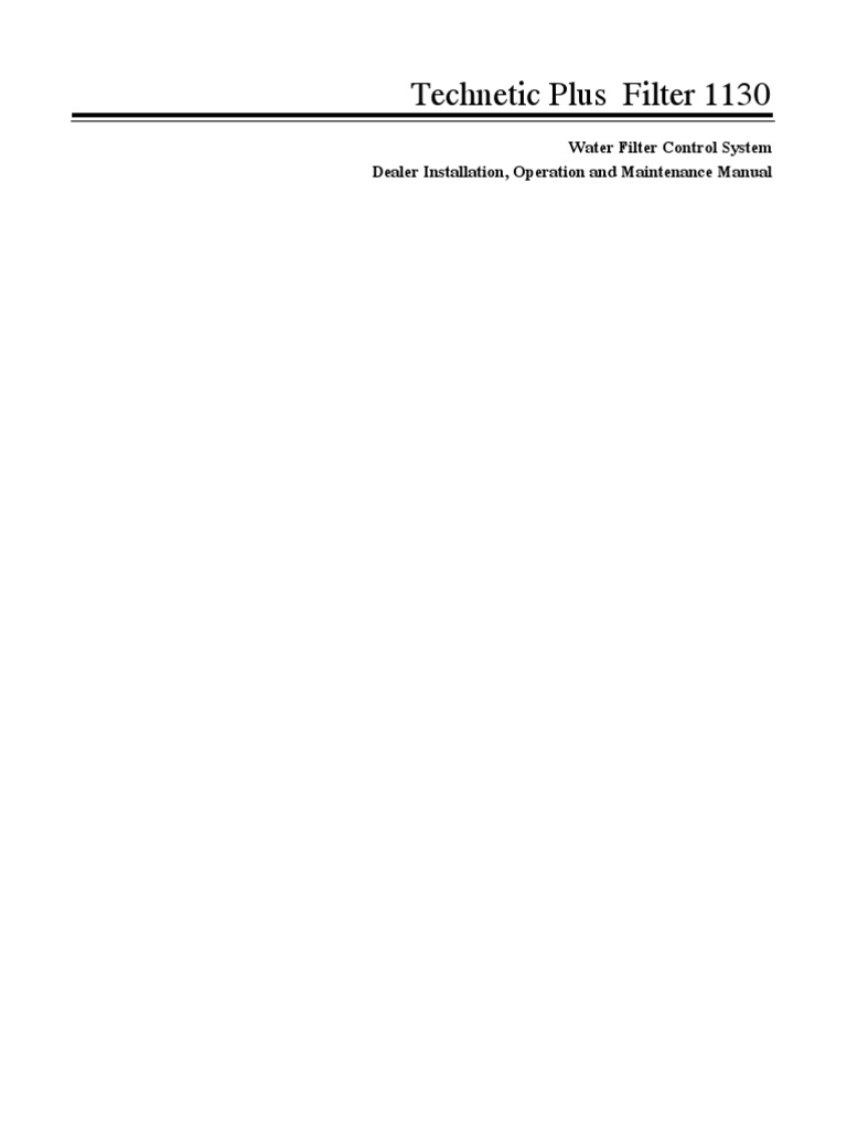Technetic OM Filter 1130 | PDF | Water Heating | Valve